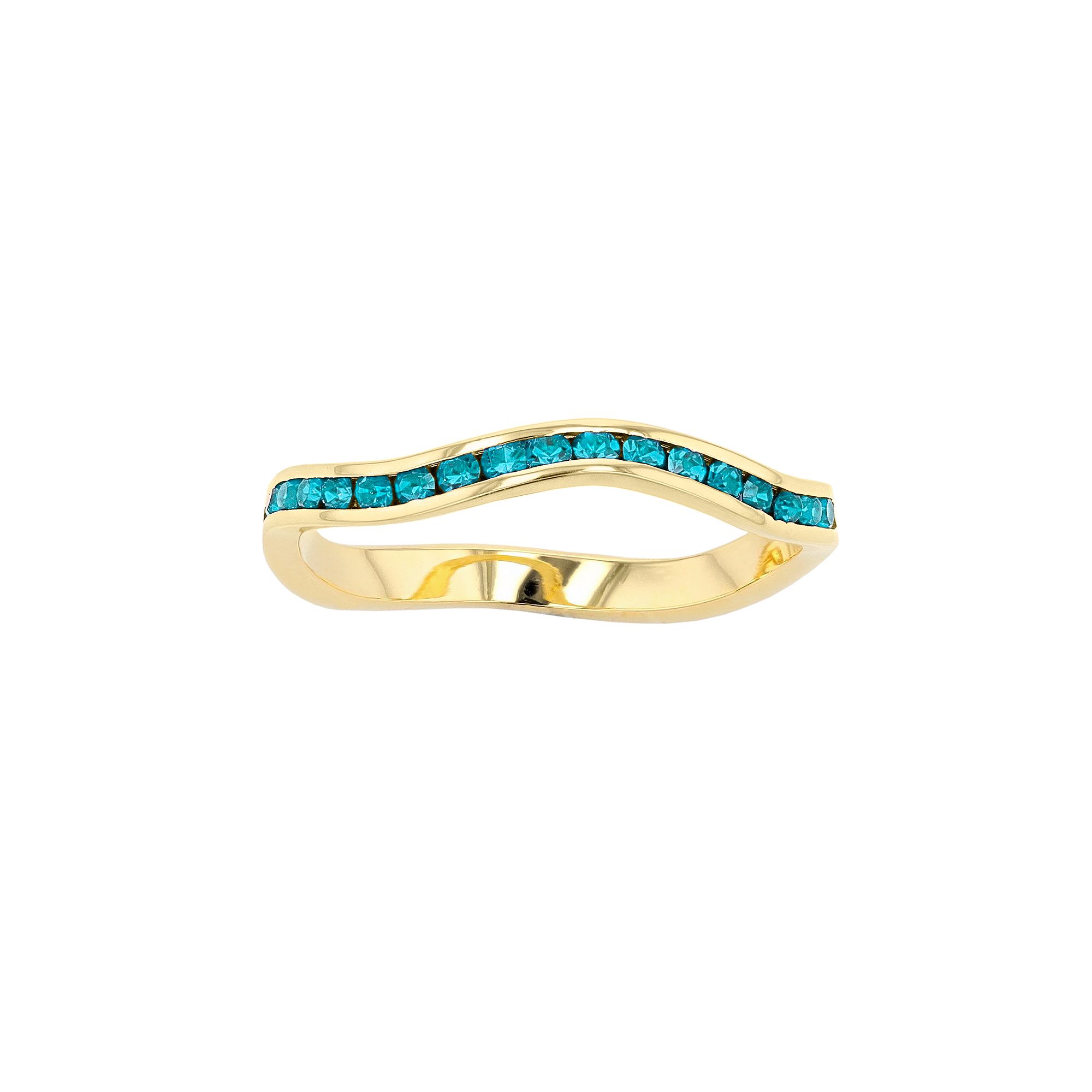 Traditions Jewelry Company 18k Gold Over Silver Birthstone Crystal Wave Rin