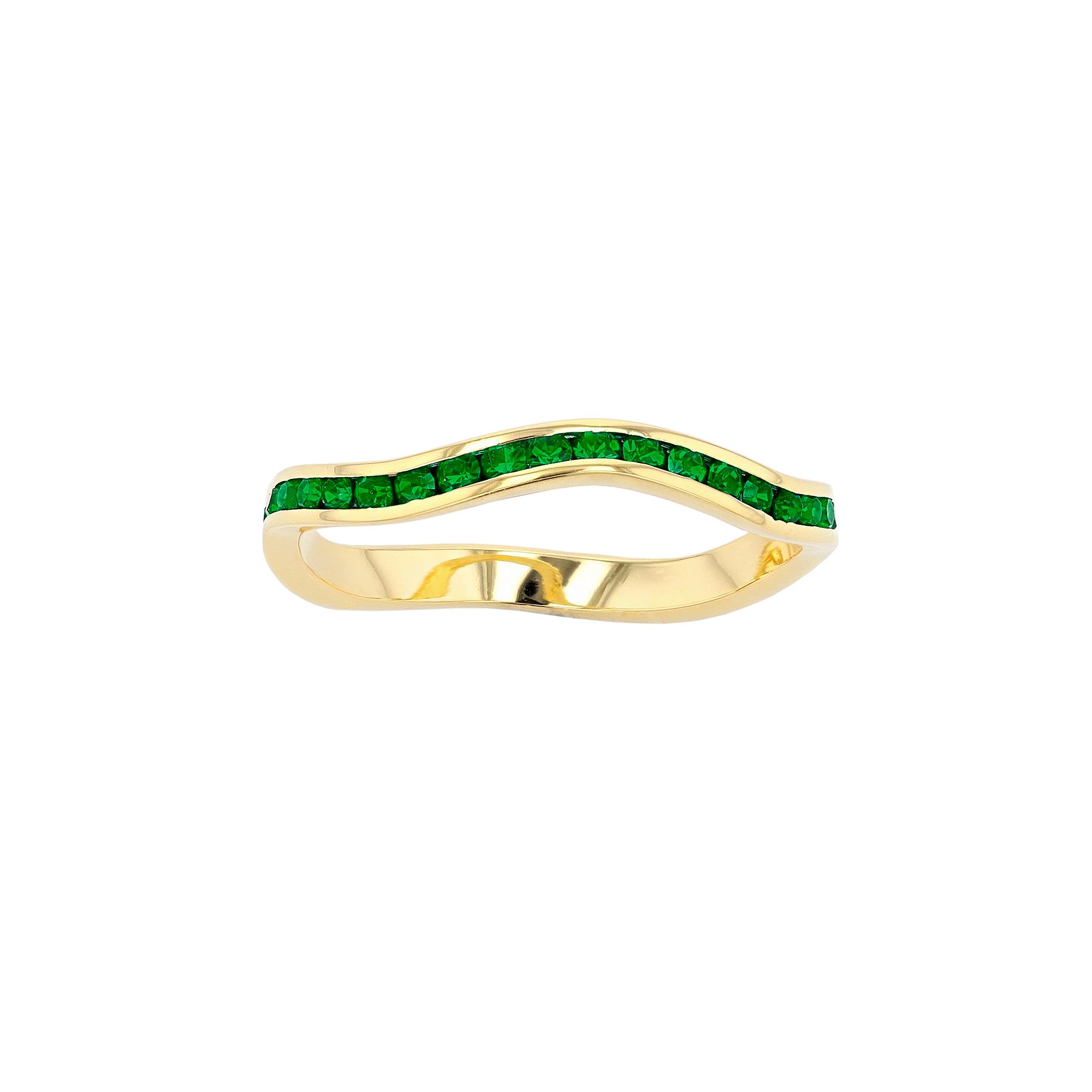 Traditions Jewelry Company 18k Gold Over Silver Birthstone Crystal Wave Rin