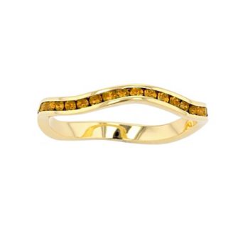Traditions Jewelry Company 18k Gold Over Silver Birthstone Crystal Wave Ring