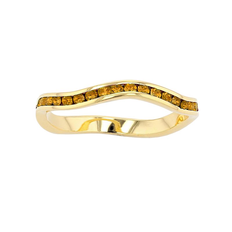 Traditions Jewelry Company 18k Gold Over Silver Birthstone Crystal Wave Ring, Women's, Size: 10, Gold Over Sterling Nov