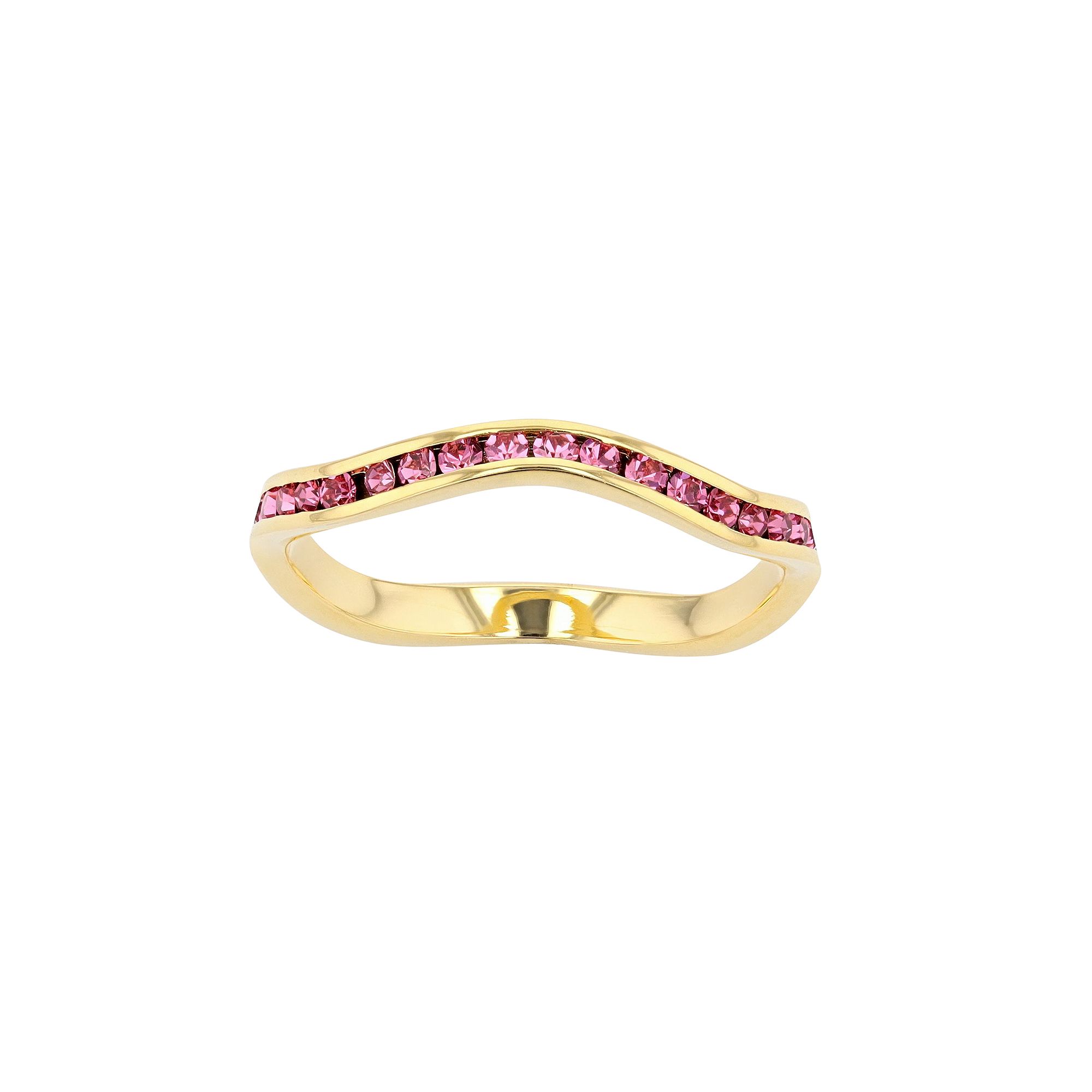 Traditions Jewelry Company 18k Gold Over Silver Birthstone Crystal Wave Rin
