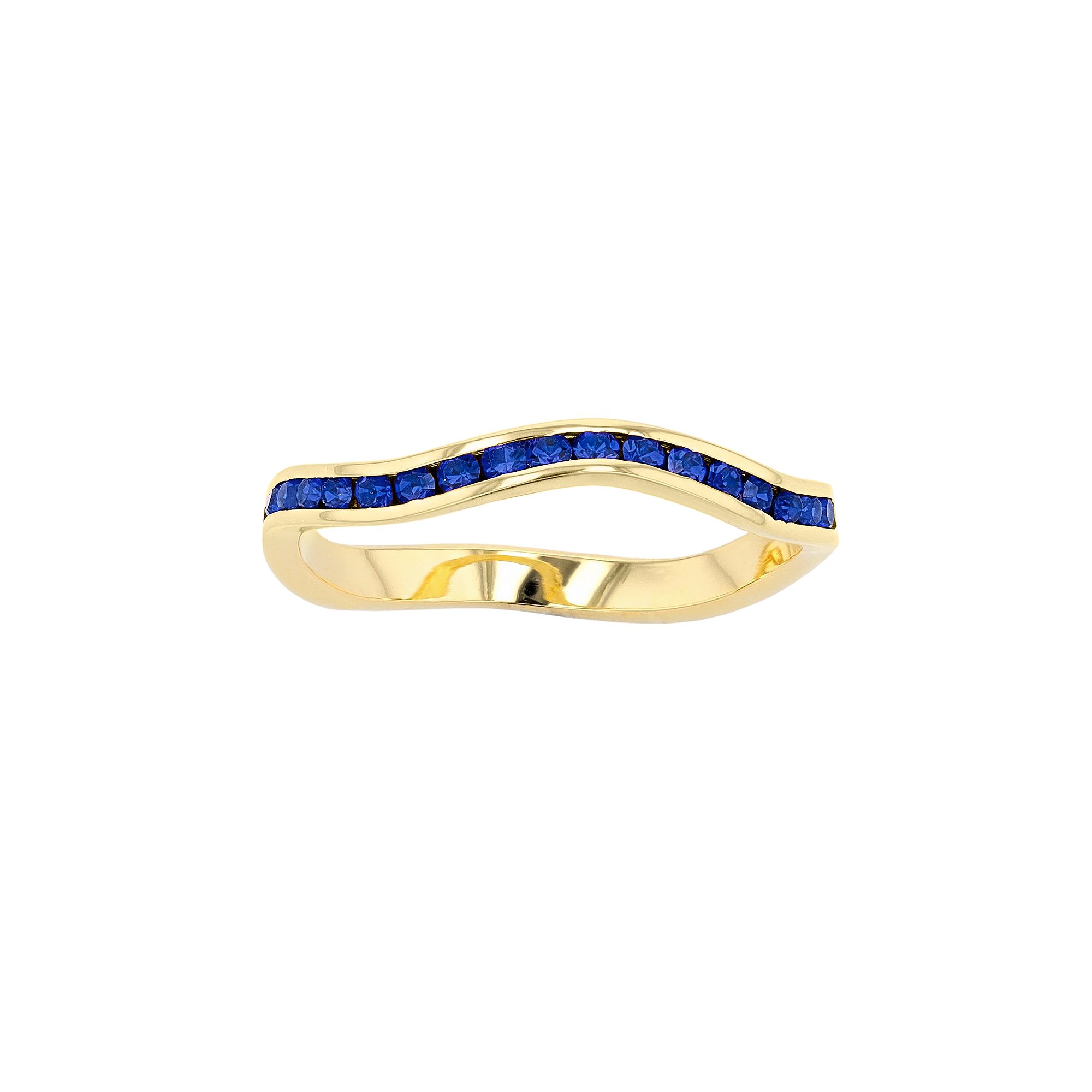 Traditions Jewelry Company 18k Gold Over Silver Birthstone Crystal Wave Rin