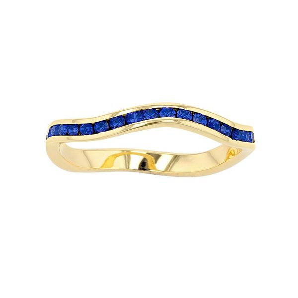 Traditions Jewelry Company 18k Gold Over Silver Birthstone Crystal Wave Ring - Gold Over Sterling Sep (6)