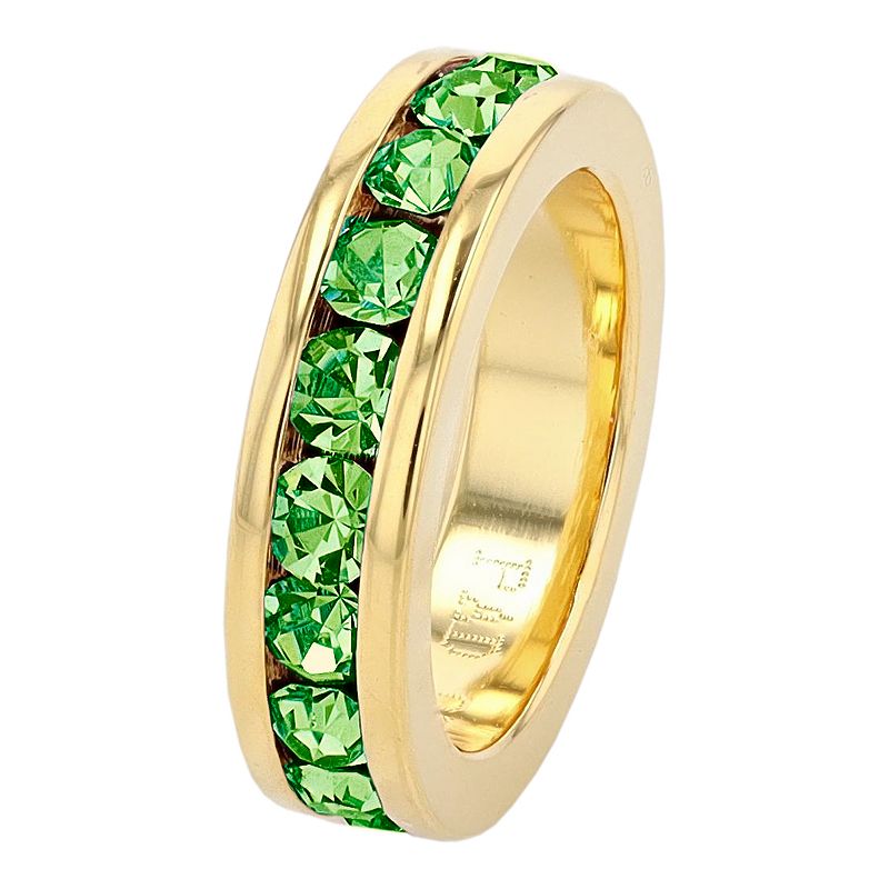 18k Gold Over Silver Birthstone Crystal Eternity Charm, Womens, Green