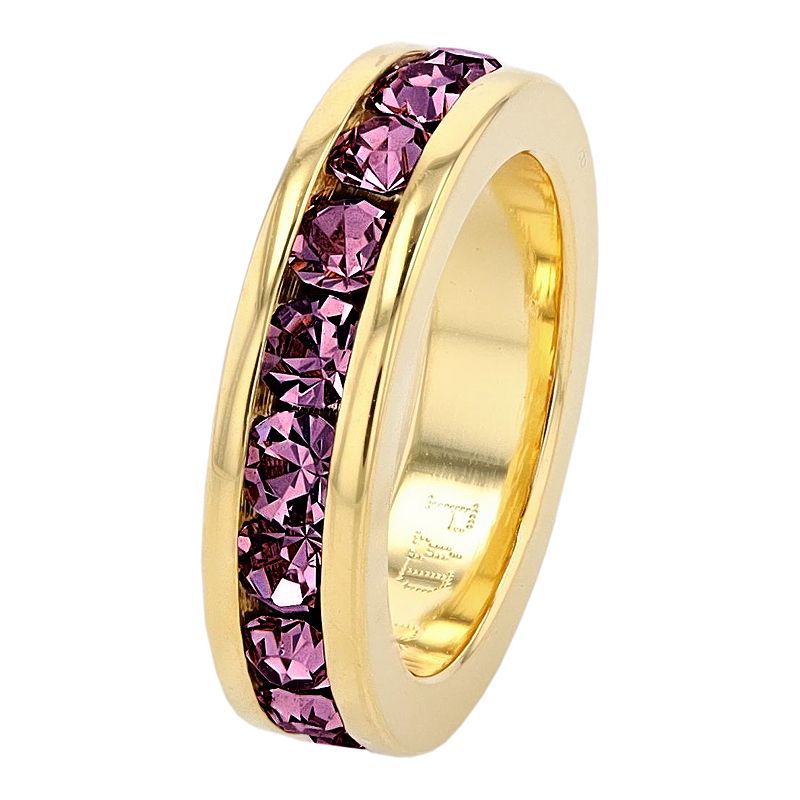 Traditions Jewelry Company 18k Gold Over Silver Birthstone Crystal Eternity Charm, Women's, Gold Over Sterling Feb