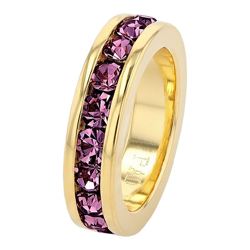 18k Gold Over Silver Birthstone Crystal Eternity Charm, Womens, Purple