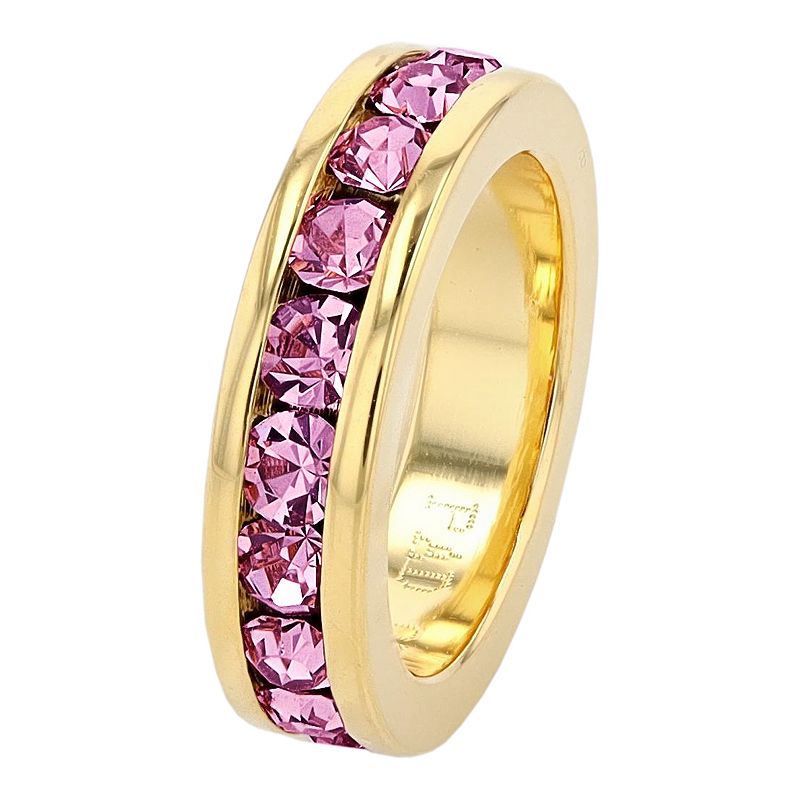 18k Gold Over Silver Birthstone Crystal Eternity Charm, Womens, Pink