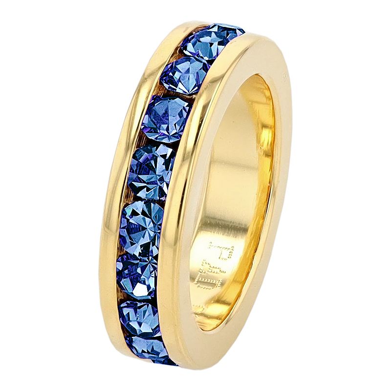 18k Gold Over Silver Birthstone Crystal Eternity Charm, Womens, Blue