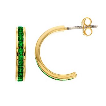 Traditions Jewelry Company 18k Gold Over Silver Crystal Channel Set Birthstone Earrings