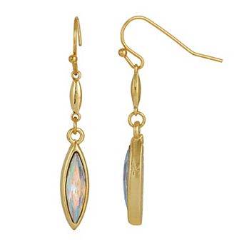 1928 Gold Tone Crystal Navette Drop Earrings