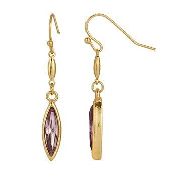 1928 Gold Tone Crystal Navette Drop Earrings