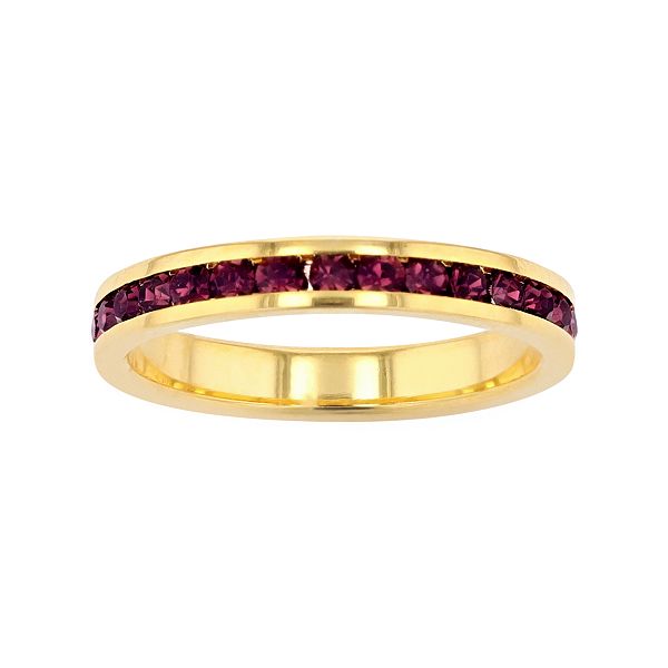 18k Gold Over Silver Birthstone Crystal Eternity Ring - 18k Gold Plated Feb (5)