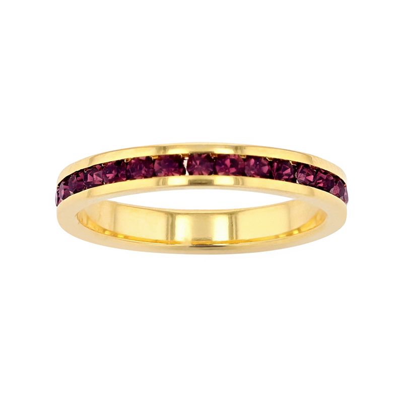 Traditions Jewelry Company 18k Gold Over Silver Birthstone Crystal Eternity Ring, Women's, Size: 6, 18k Gold Plated Feb
