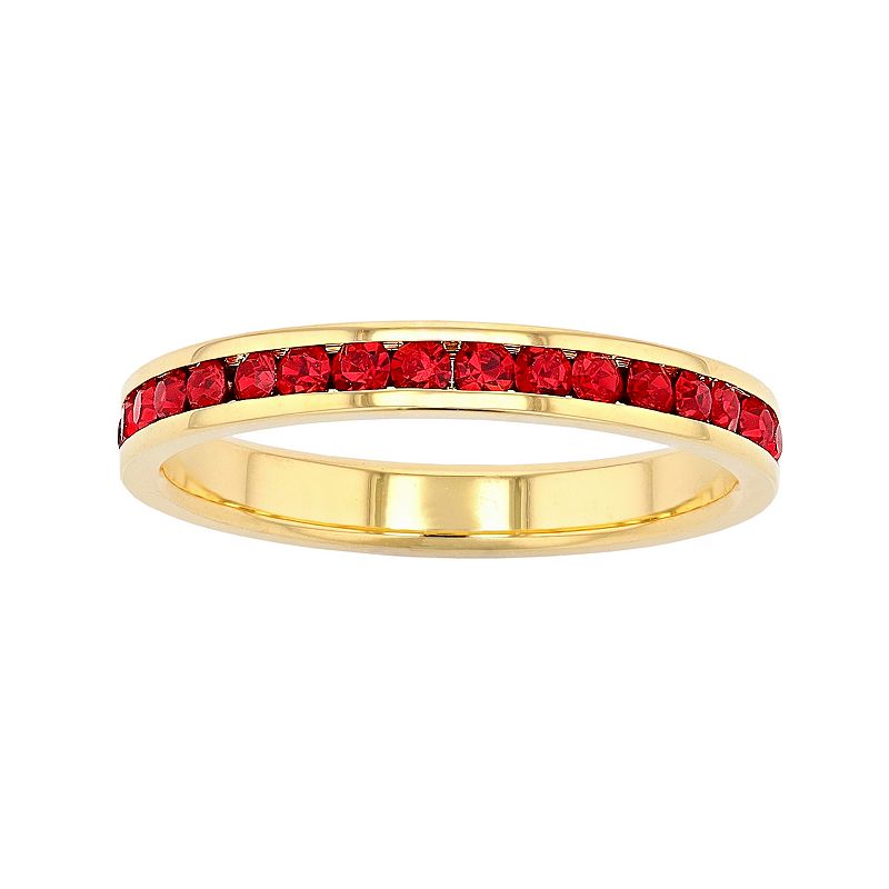 Traditions Jewelry Company 18k Gold Over Silver Birthstone Crystal Eternity Ring, Women's, Size: 5, 18k Gold Plated July