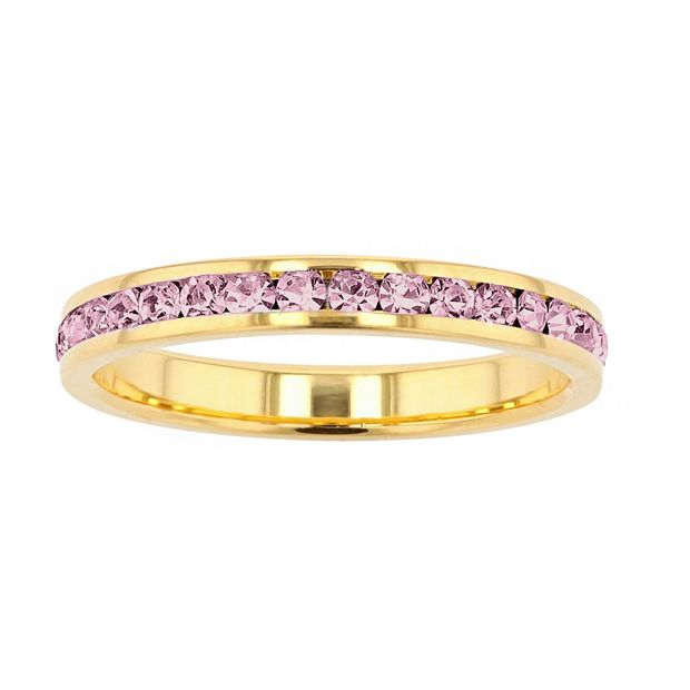 18k Gold Over Silver Birthstone Crystal Eternity Ring