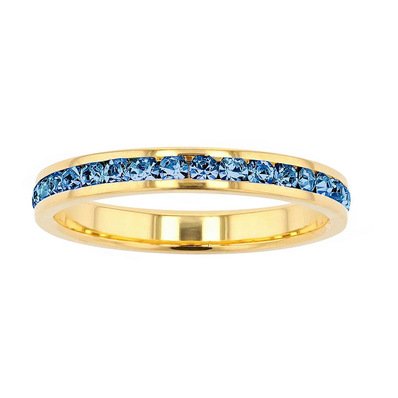 18k Gold Over Silver Birthstone Crystal Eternity Ring, Womens, Size: 9, Bl