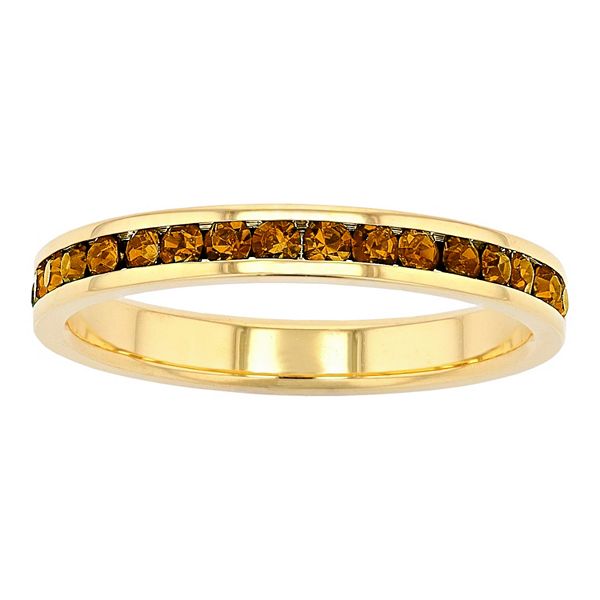 Traditions Jewelry Company 18k Gold Over Silver Birthstone Crystal Eternity Ring - 18k Gold Plated Nov (5)