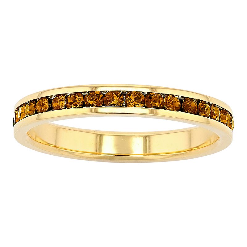 Traditions Jewelry Company 18k Gold Over Silver Birthstone Crystal Eternity Ring, Women's, Size: 5, 18k Gold Plated Nov