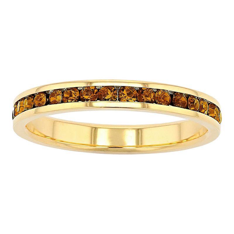18k Gold Over Silver Birthstone Crystal Eternity Ring, Womens, Size: 6, Br