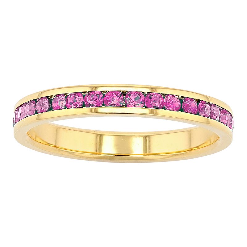 Traditions Jewelry Company 18k Gold Over Silver Birthstone Crystal Eternity Ring, Women's, Size: 9, 18k Gold Plated Oct