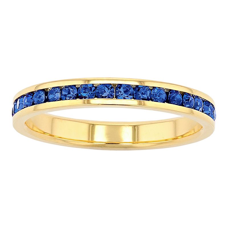 Traditions Jewelry Company 18k Gold Over Silver Birthstone Crystal Eternity Ring, Women's, Size: 5, 18k Gold Plated Sept