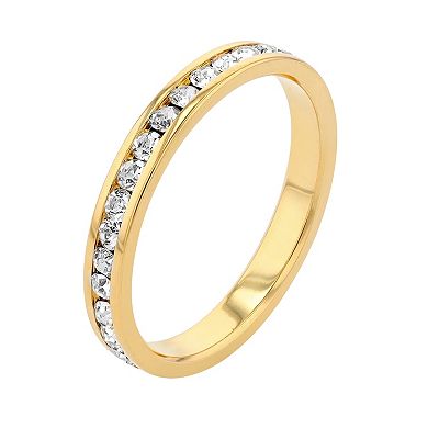 18k Gold Over Silver Birthstone Crystal Eternity Ring
