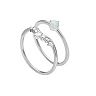 PRIMROSE Sterling Silver Opal & Cubic Zirconia Stackable Two-Ring Set