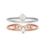 PRIMROSE Sterling Silver Opal & Cubic Zirconia Stackable Two-Ring Set