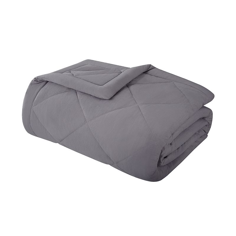 Serta Supersoft Washed Cooling Blanket, Dark Grey, Full/Queen