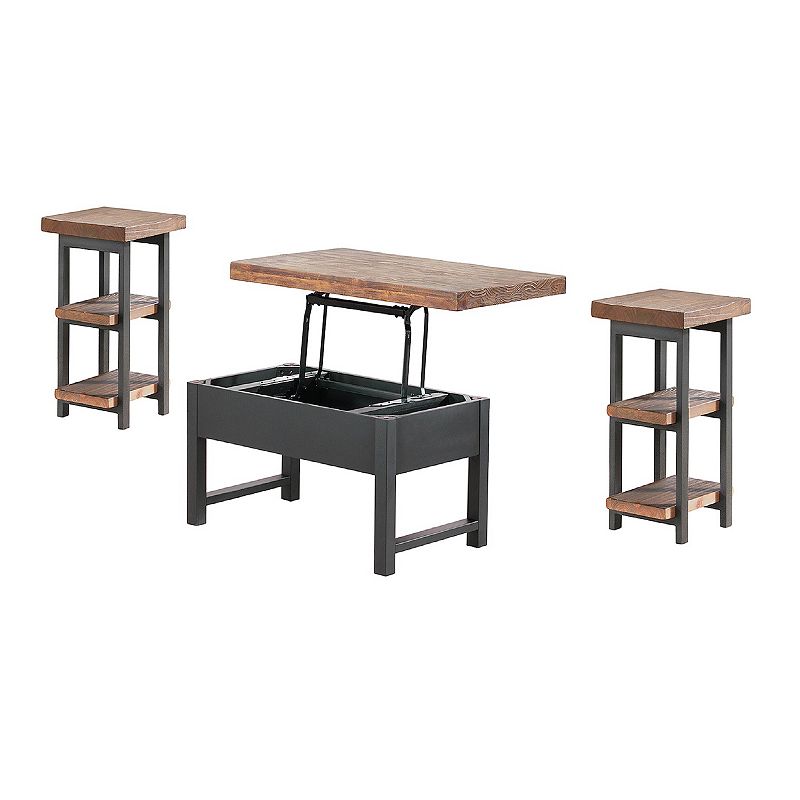 Alaterre Furniture Pomona Lift Top Coffee Table & End Table 3-piece Set, Bl