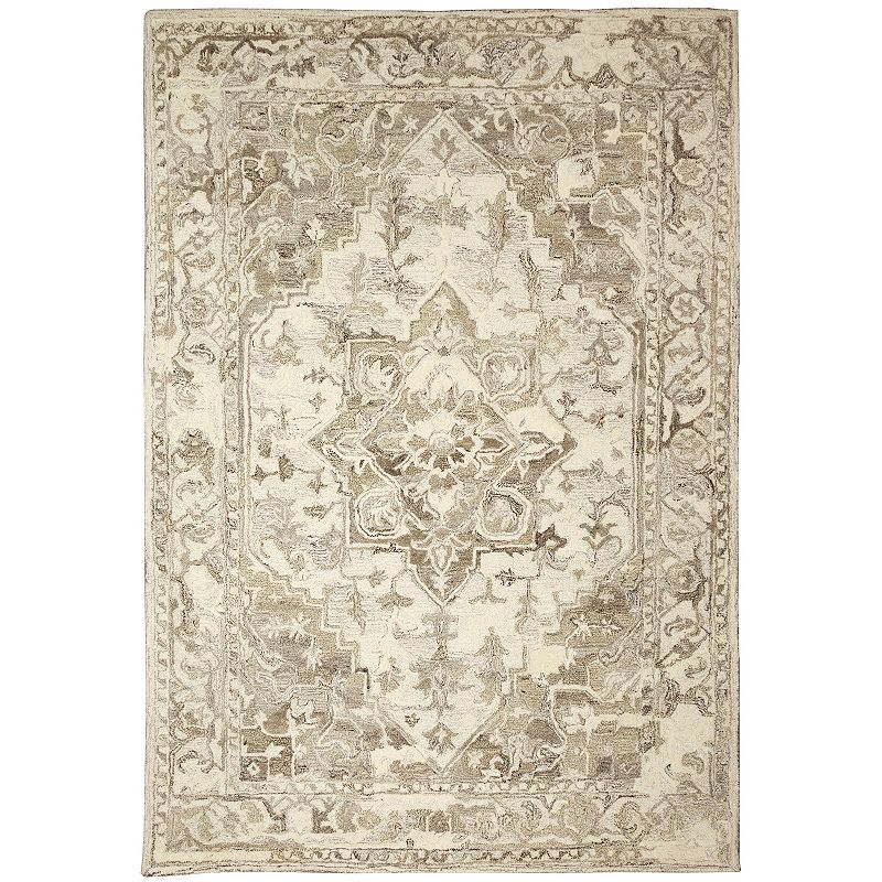 Liora Manne Hana Heriz Rug, Beig/Green, 7.5X9.5 Ft