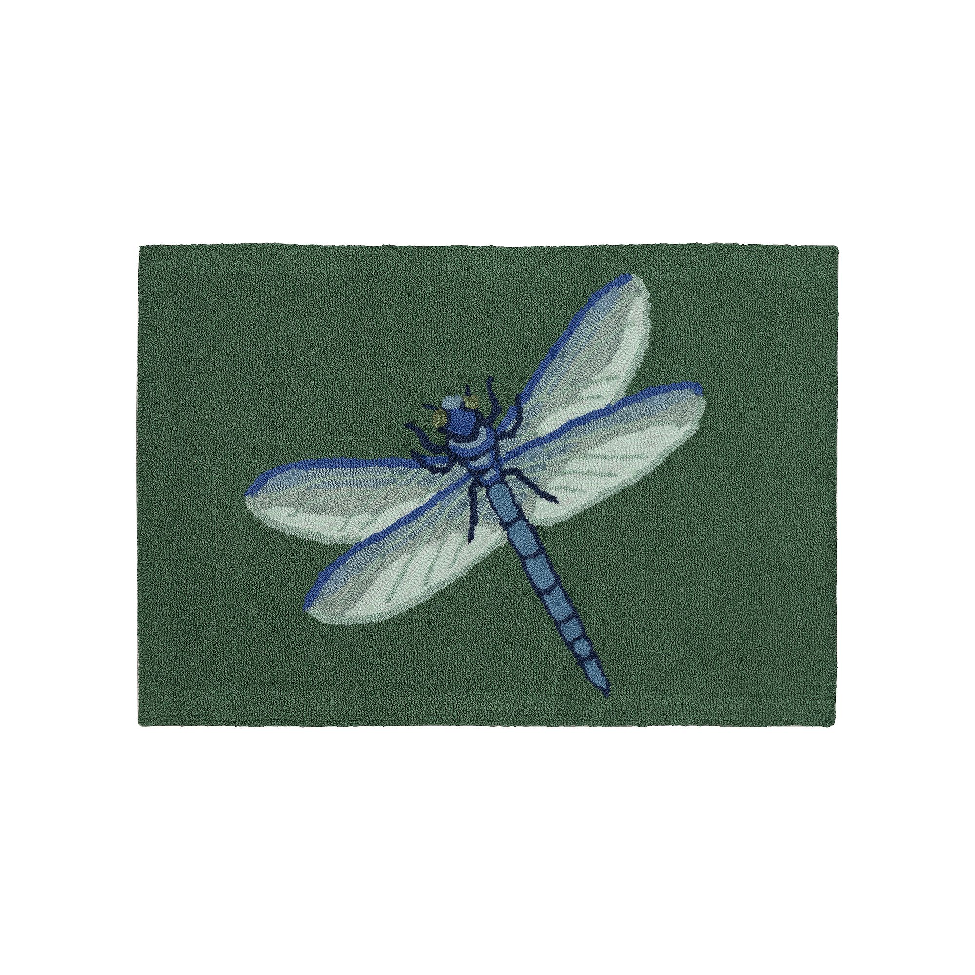 Liora Manne Frontporch Garden Dragonfly Indoor Outdoor Rug, Green