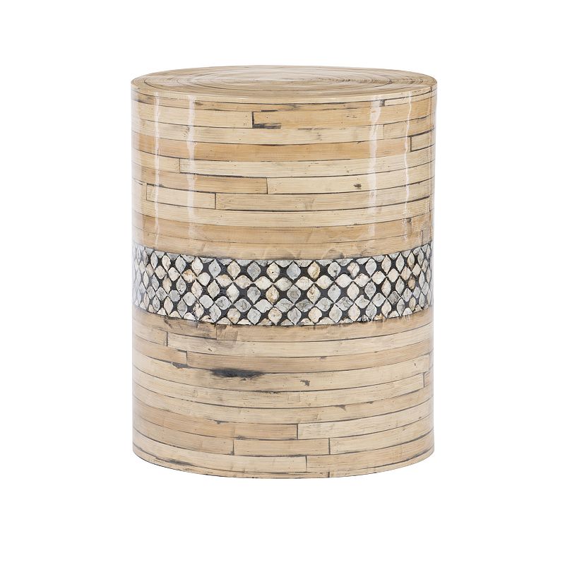 Linon Prine Bamboo Drum Table, Beig/Green