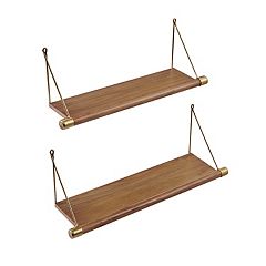 Set of 3 Dark Brown Wooden Floating Shelf for Nursery, Office, Bedrooms,  Space Saving (15.7 x 5.5 x 1.5 In)