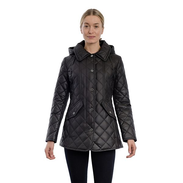 Women's London Fog Hooded Quilted WaterRepellent Jacket