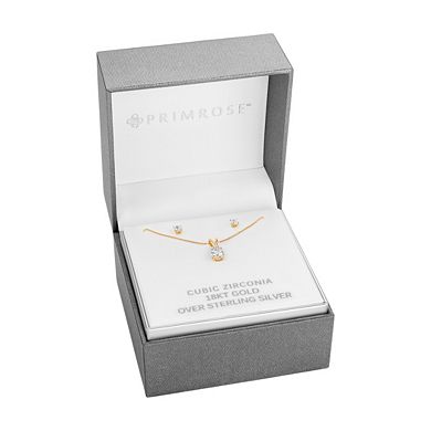 PRIMROSE Sterling Silver Cubic Zirconia Teardrop Pendant & Stud Earring Set