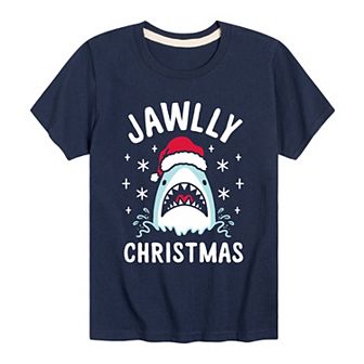 Boys 8-20 Christmas Shark Jawlly Graphic Tee