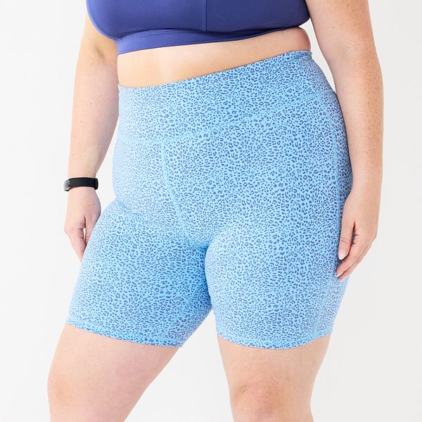 Plus Size Tek Gear Essential 7 in. Midrise Bike Shorts Blue Cheetah 1X BrickSeek