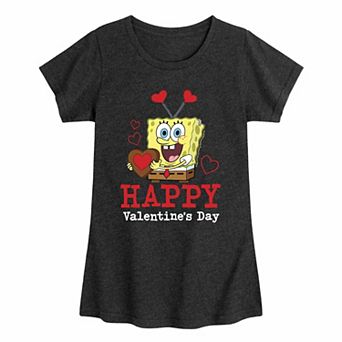 Girls 7-16 Spongebob SquarePants Valentine's Day Graphic Tee