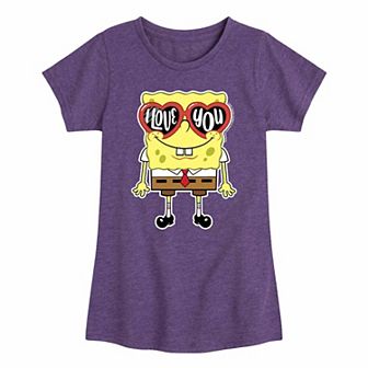 Girls 7-16 Spongebob SquarePants Love You 's Glasses Graphic Tee