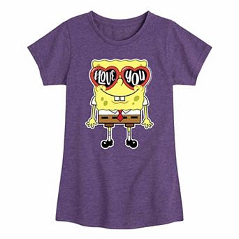Girls 7-16 Spongebob SquarePants Love You 's Glasses Graphic Tee