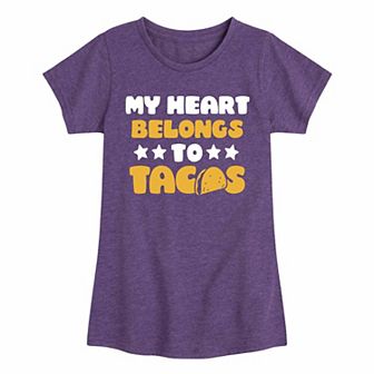 Girls 7-16 My Heart Belongs To Tacos Graphic Tee