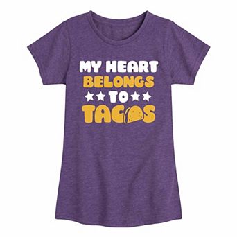 Girls 7-16 My Heart Belongs To Tacos Graphic Tee