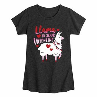 Girls 7-16 Llama Be Your Valentine Graphic Tee