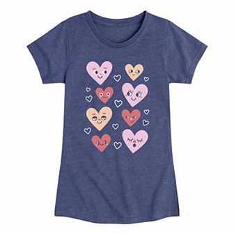 Girls 7-16 Valentines Day Heart Grid Graphic Tee