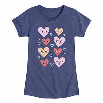 Girls 7-16 Valentines Day Heart Grid Graphic Tee