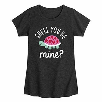 Girls 7-16 Valentines Day Shell Be Mine Graphic Tee