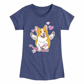 Girls 7-16 Valentine Cupid Corgi Graphic Tee