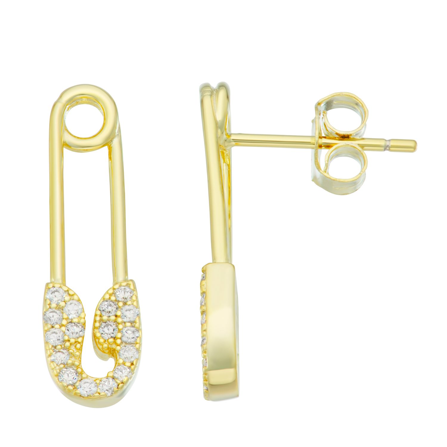 Gold Safety pin Supply Charm sparkly safety pins/ needle earring