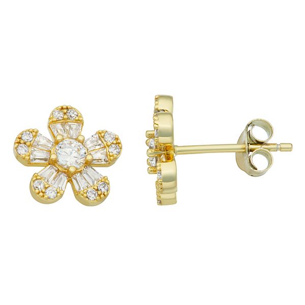 Contessa Di Capri 18k Gold Over Silver Cubic Zirconia Floral